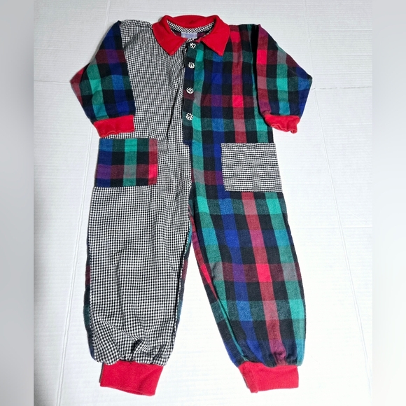 Beautiful Bambino Other - Rare find Vintage Beautiful Bambino 100% Cotton mixed pattern jumpsuit 3T